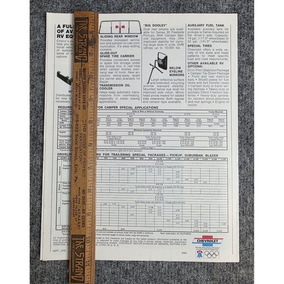 Chevrolet Recreation Vehicles Brochure Sept 1975 RV Camper Pickup Suburban Vtg - Picture 3 of 5